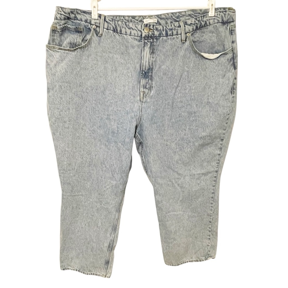 Good American Womens Plus Size High Rise Straight Leg Lightwash‎ Jeans Straight
